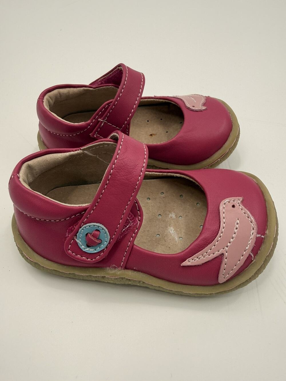 Livie & Luca PIO PIO Hot Pink Leather Mary Jane Flats Bird Accent ~ Girls Sz 4